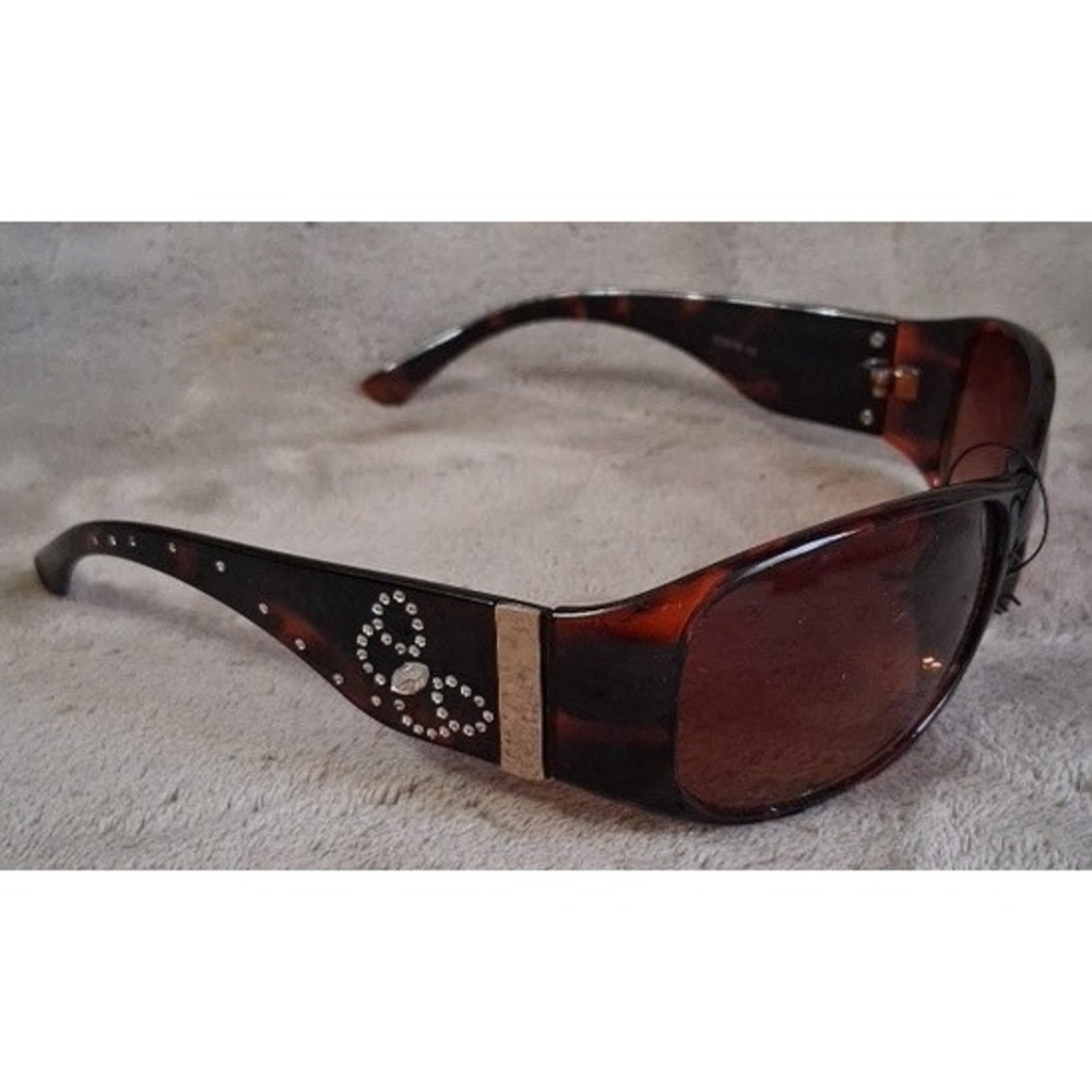 NWT Vintage Y2K Tortoise Wrap Sunglasses Rhinestone Butterfly Italy Design YD676
